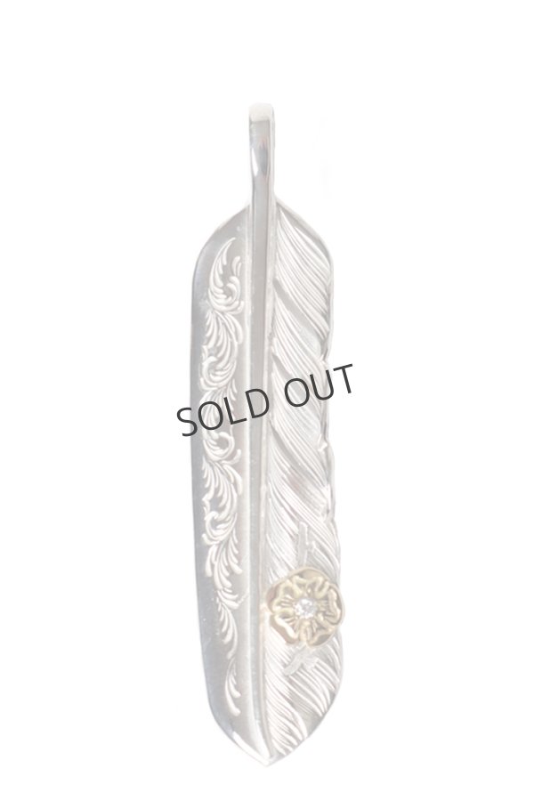 画像1: Taro Washimi タロウ ワシミ 鷲見太郎 L arabesque flight feather 01/S K18 flower metal/diamond 2mm{-BES} (1)