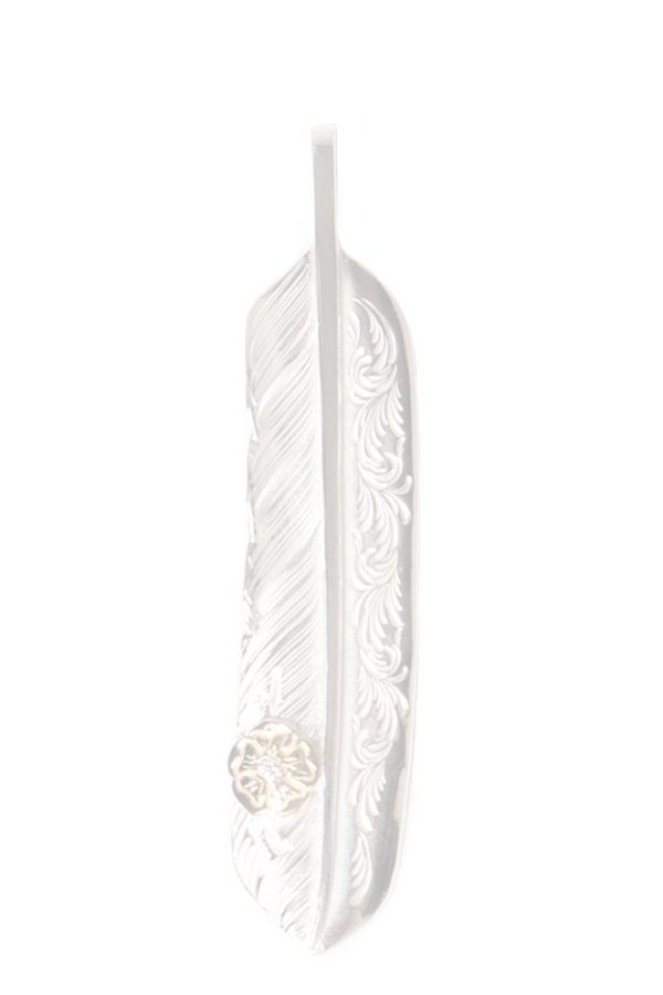 画像1:  {SOLD} Taro Washimi タロウ ワシミ 鷲見太郎 L arabesque flight feather 02/S K18 flower metal/diamond 2mm {-BES}  {E-20}  :WT-202504_20-F  (1)