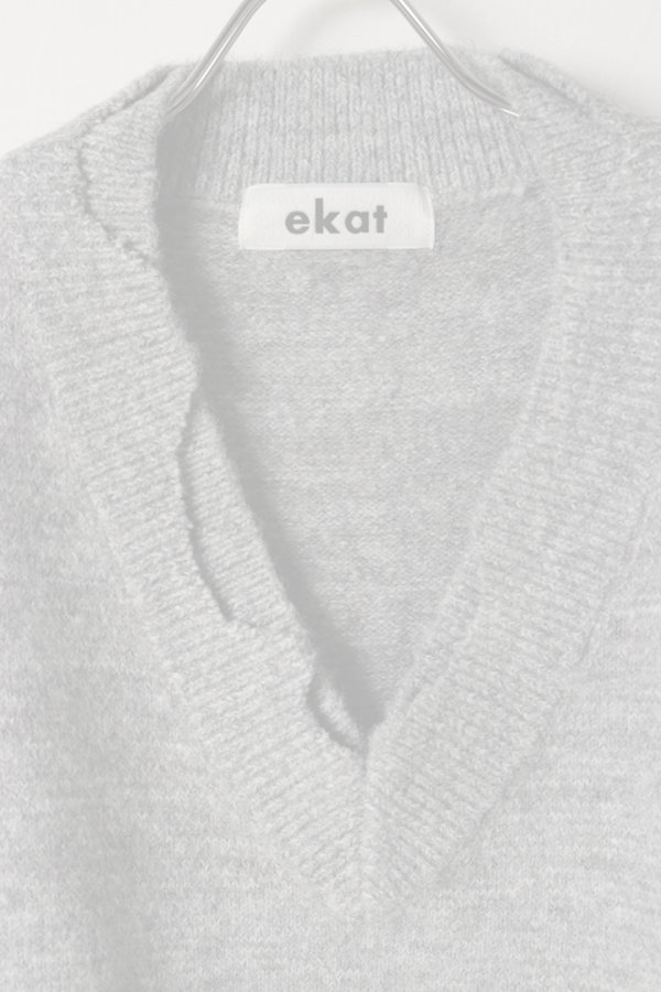 画像2:   ekat エカット(UNISEX) DAMAGE LAYERED KNIT VEST{-BEA} (2)