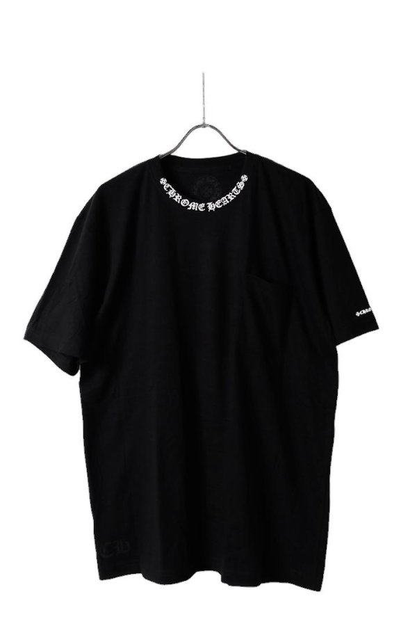 画像1: CHROME HEARTS クロムハーツ ネックロゴ S/S Tシャツ{-BFS} (1)
