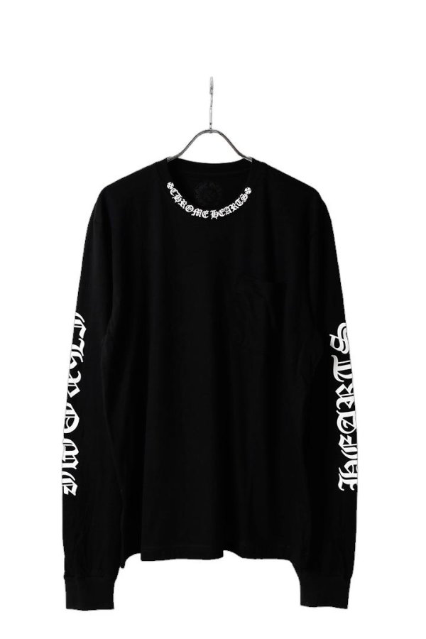 画像1: CHROME HEARTS クロムハーツ ネックロゴ L/S Tシャツ{-BFS} (1)
