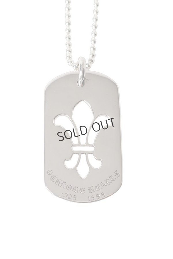 画像1: {SOLD}★海外買付 新品 インボイス付 CHROME HEARTS クロムハーツ DOG TG-CH FLEUR-SLV-Ncklce／フレア ドッグタグ ペンダント{-BFS} (1)