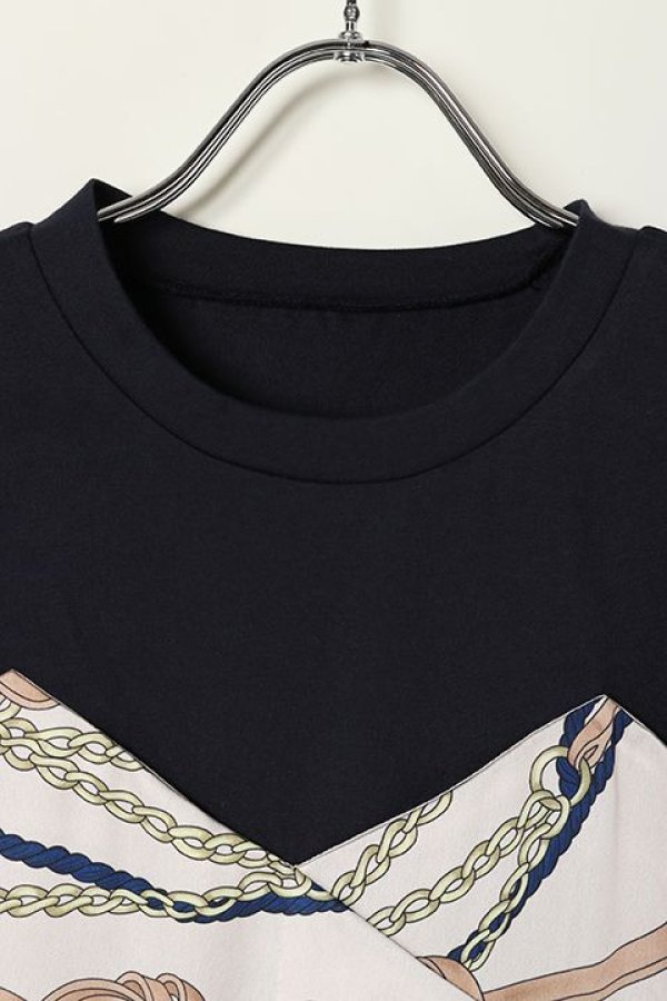 画像2: 【 40%OFF セール29,700円→17,820円】 グレースコンチネンタル|GRACE CONTINENTAL グレースクラス GRACE CLASS スカーフコンビトップ{0221242100-16NVY-BAS} (2)