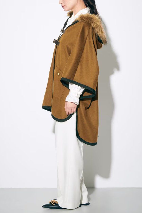 画像6: 【 40%OFF セール49,500円→29,700円】 グレースコンチネンタル|GRACE CONTINENTAL グレースクラス GRACE CLASS ファーフードwoolポンチョ{0221484536-21BRW-BAA} (6)