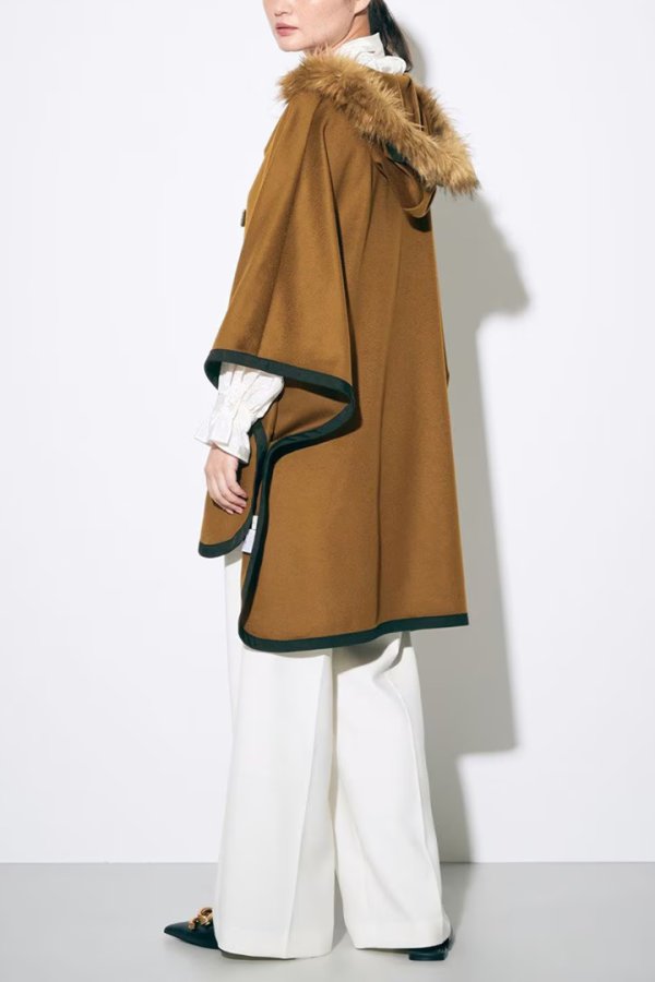 画像7: 【 40%OFF セール49,500円→29,700円】 グレースコンチネンタル|GRACE CONTINENTAL グレースクラス GRACE CLASS ファーフードwoolポンチョ{0221484536-21BRW-BAA} (7)
