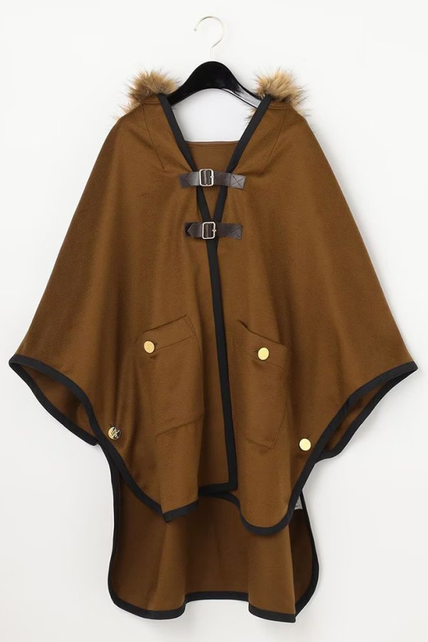 画像8: 【 40%OFF セール49,500円→29,700円】 グレースコンチネンタル|GRACE CONTINENTAL グレースクラス GRACE CLASS ファーフードwoolポンチョ{0221484536-21BRW-BAA} (8)