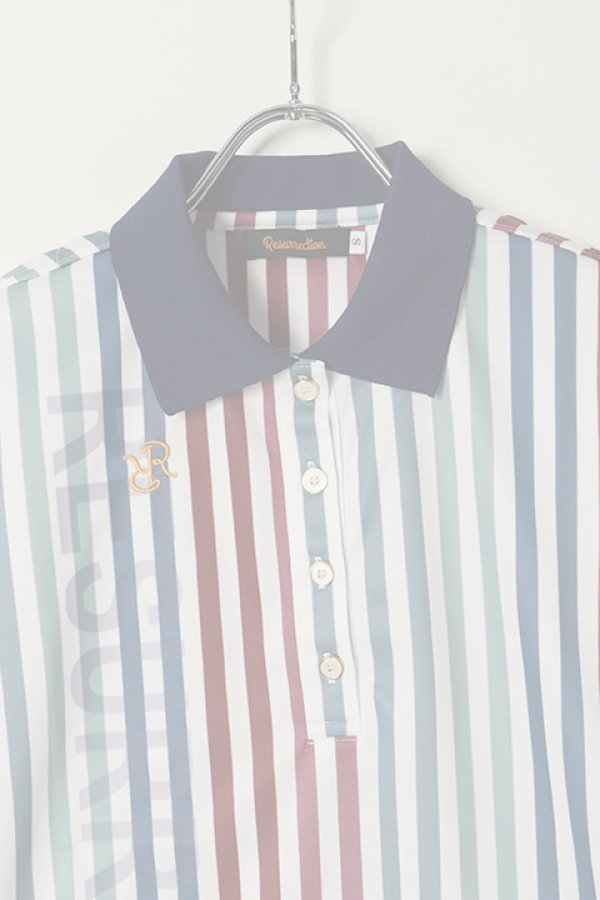 画像4:   レザレクション｜Resurrection W's Candy Stripe Polo / ウィメンズ キャンディストライプポロ{-BBS} (4)
