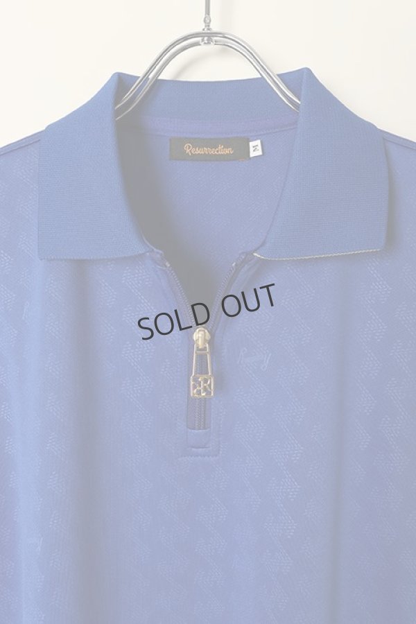 画像2: {SOLD}レザレクション|Resurrection メンズ GMエンボスジップポロ{23SSPS08-M-BLU-BCS} (2)
