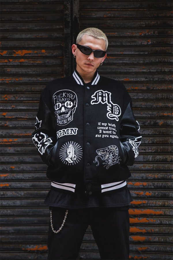 画像11: MAYO メイヨー MY FGMN EMBROIDERY STADIUM JKT 刺繍スタジャン{-BEA} (11)