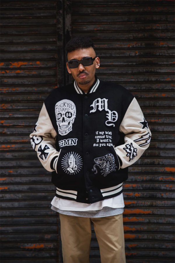 画像11: MAYO メイヨー MY FGMN EMBROIDERY STADIUM JKT 刺繍スタジャン{-BEA} (11)