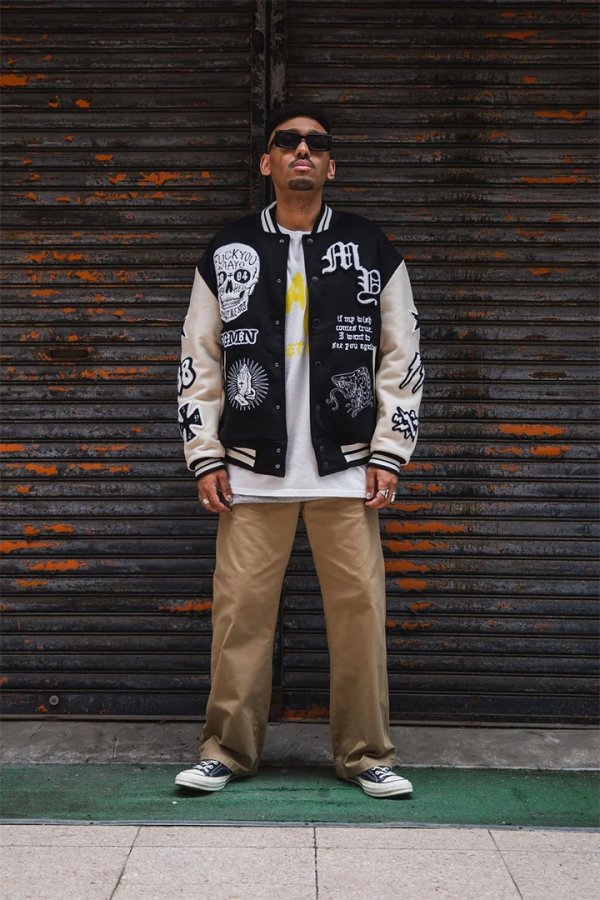 画像12: MAYO メイヨー MY FGMN EMBROIDERY STADIUM JKT 刺繍スタジャン{-BEA} (12)