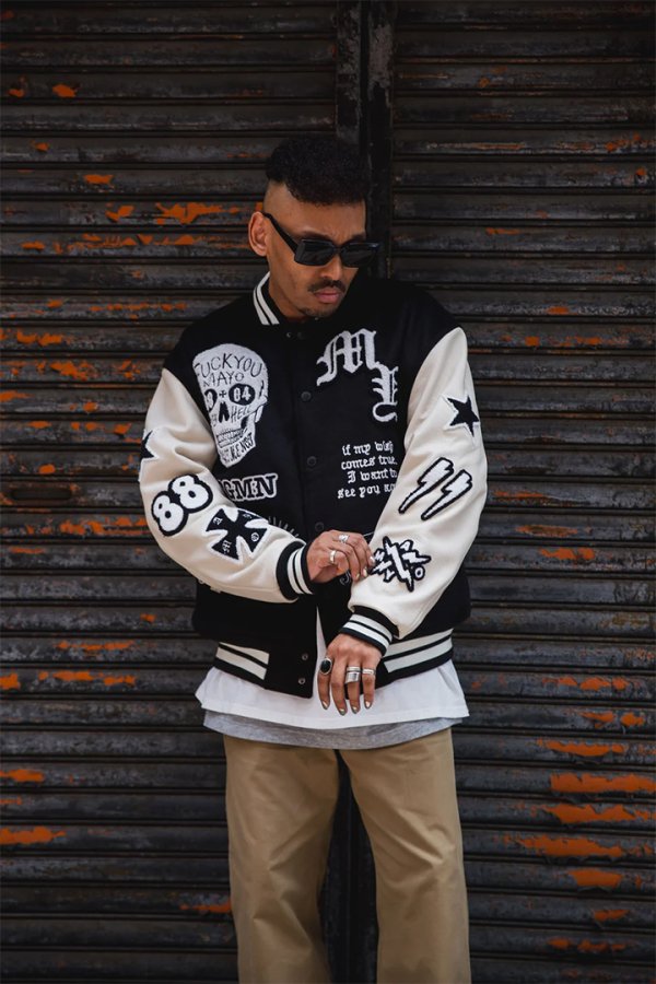 画像13: MAYO メイヨー MY FGMN EMBROIDERY STADIUM JKT 刺繍スタジャン{-BEA} (13)