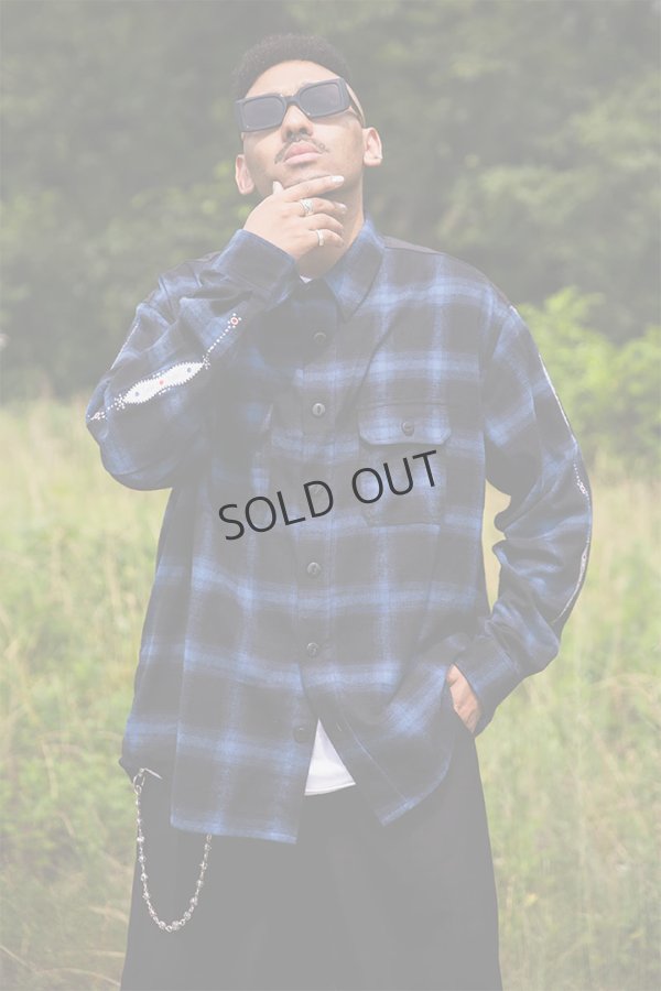 画像5: {SOLD}MAYO メイヨー STUD LOOK EMBROIDERY CHECK SHIRT スタッズ風刺繍チェックシャツ{-BEA} (5)