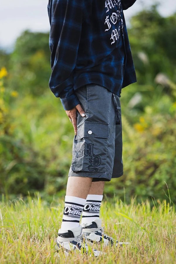 画像9: MAYO メイヨー MY LOGO EMBROIDERY FADE NYLON CARGO SHORTS{-BFS} (9)