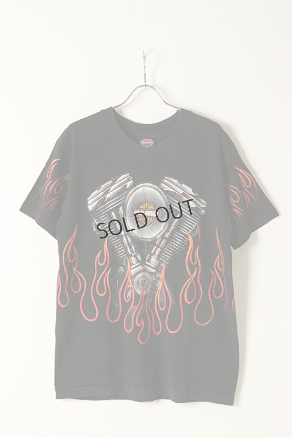 画像1: {SOLD}Vintage HARLEY DAVIDSON TEXAS BEDFORD FIRE PATTERN TEE{-BAA} (1)