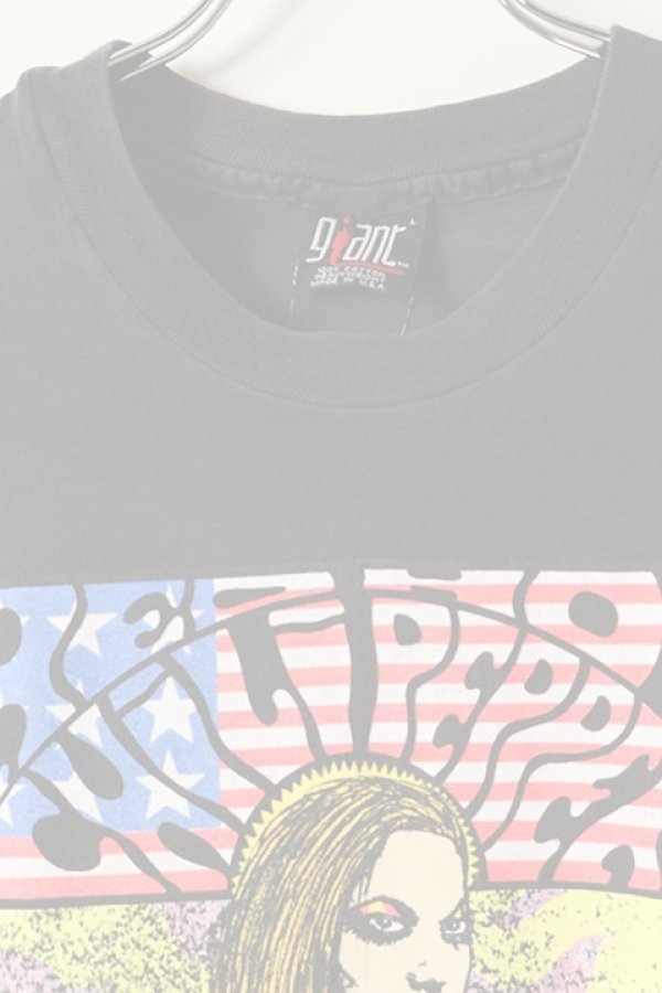 画像2:  {SOLD} Vintage RED HOT CHILI PEPPERS TATTOO KOZIK GIRL TEE BLACK GIANT{-BAA} (2)