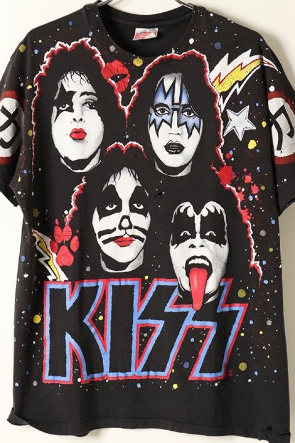 Vintage KISS 1992 AOP MEMBER FACE TEE HANES{-BAA} - underbar