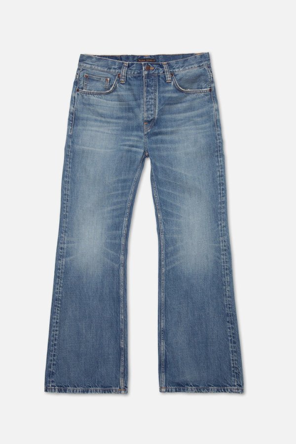 画像1: Nudie Jeans ヌーディージーンズ Flare Glenn Streaky Worn フレアグレン レギュラーフィット フレアデニム(レングス30) {114855030FLAREGLENN490-BEA} (1)