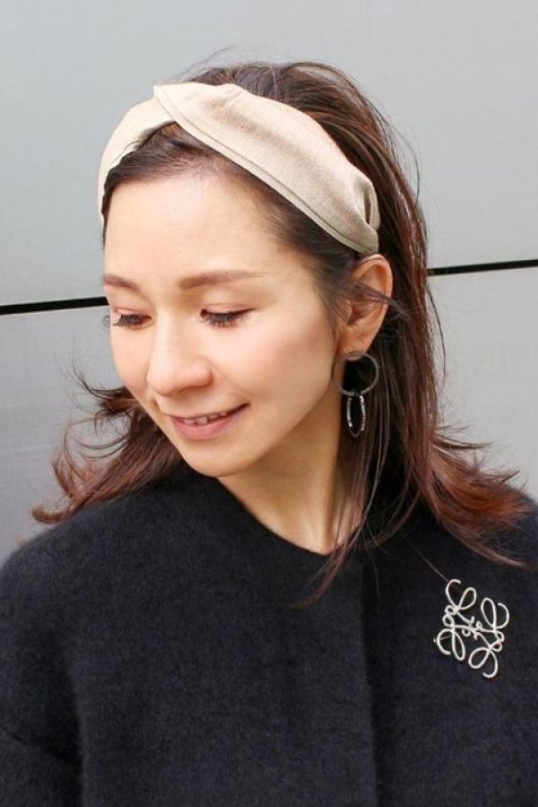 画像3: France Luxe フランス ラックス ツイスト スカーフ ヘッドバンド(シルク マトカ サンドストーン){639709594246-BAS} (3)