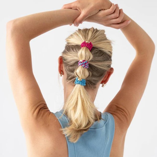 画像3: France Luxe フランス ラックス ポニーテール チューブ 15P（ブルーラズベリー/ゴールド）{639709691570-BEA} (3)