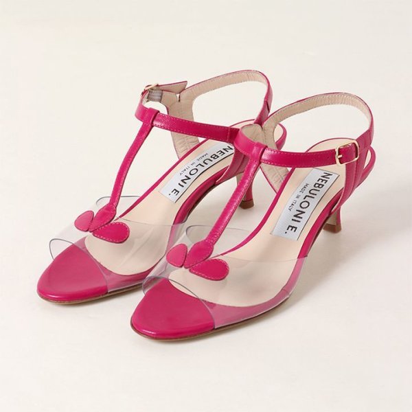 画像2: 【 30%OFF セール49,500円→34,650円】 NEBULONI E. ネブローニ PVC アンクルストラップサンダル{6438/551-PINK CAPRETTO631-BJS} (2)