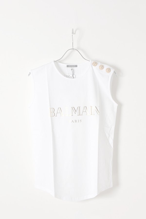 画像1:   BALMAIN バルマン BF1 T-SHIRT LOGO BALMAIN{718387326I-0001-AIS} (1)
