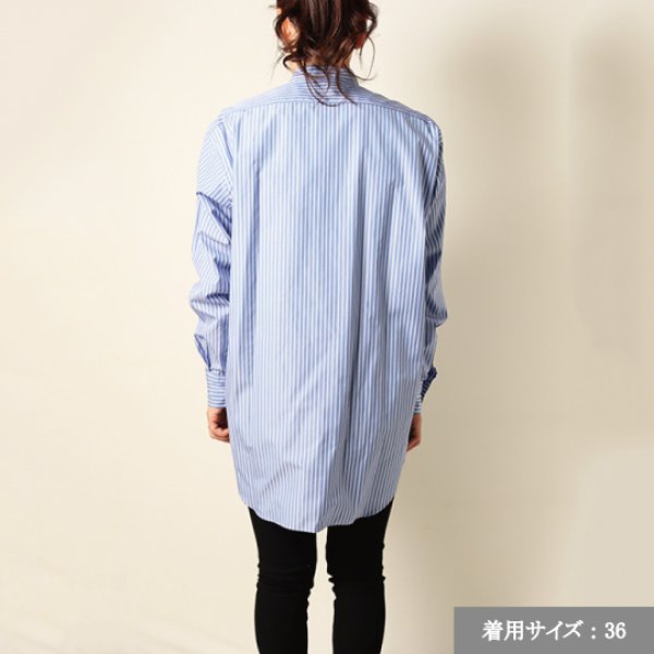 画像10: 【 40%OFF セール66,000円→39,600円】 BLAMINK ブラミンク ストライプバンドカラーシャツ{7911-230-0092-BLU-BJS} (10)