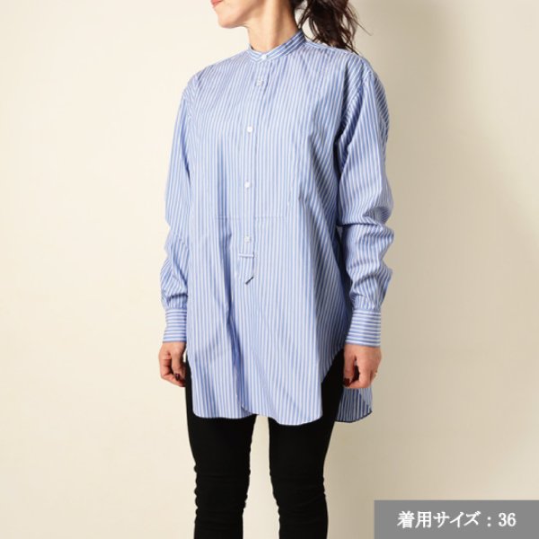 画像8: 【 40%OFF セール66,000円→39,600円】 BLAMINK ブラミンク ストライプバンドカラーシャツ{7911-230-0092-BLU-BJS} (8)