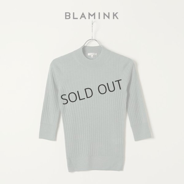 画像1: {SOLD}BLAMINK ブラミンク カシミヤシルク18Gリブショートスリーブニット{7913-106-0205-OLV-BAS} (1)
