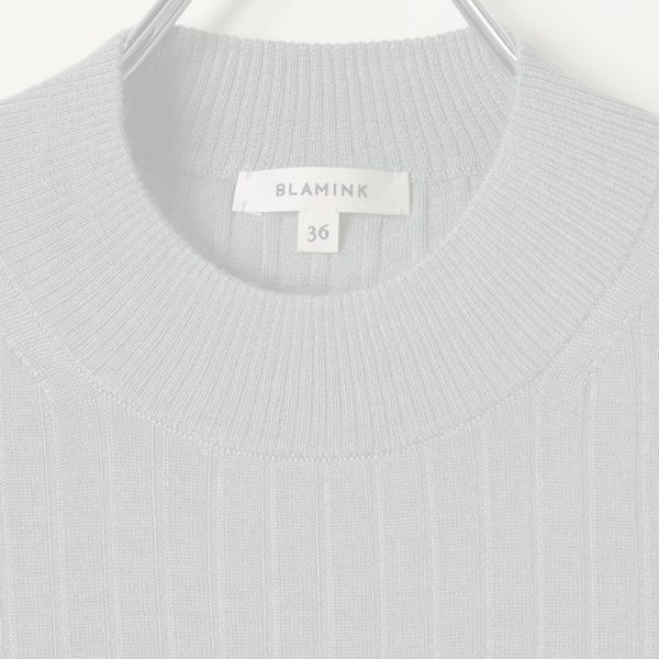 画像2:  {SOLD} BLAMINK ブラミンク カシミヤシルク18Gリブショートスリーブニット{7913-106-0205-OLV-BAS} (2)
