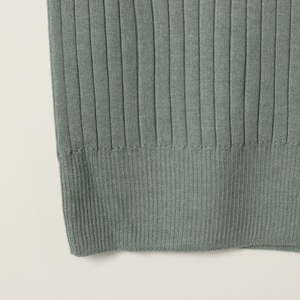 画像5: 【 40%OFF セール88,000円→52,800円】 BLAMINK ブラミンク カシミヤシルク18Gリブショートスリーブニット{7913-106-0205-OLV-BAS} (5)