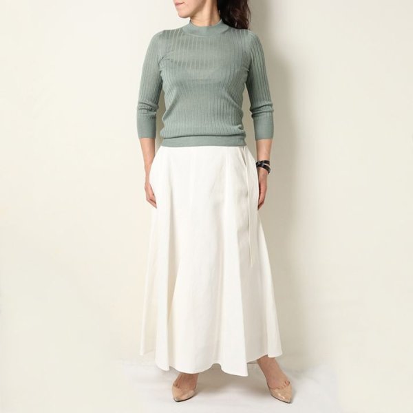 画像8: 【 40%OFF セール88,000円→52,800円】 BLAMINK ブラミンク カシミヤシルク18Gリブショートスリーブニット{7913-106-0205-OLV-BAS} (8)