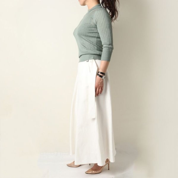 画像9: 【 40%OFF セール88,000円→52,800円】 BLAMINK ブラミンク カシミヤシルク18Gリブショートスリーブニット{7913-106-0205-OLV-BAS} (9)