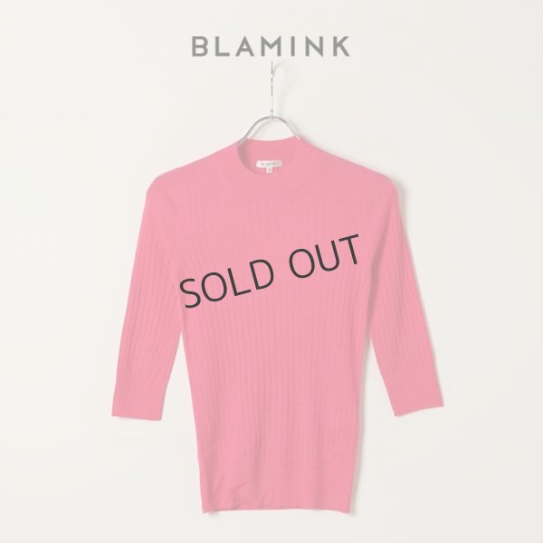 画像1: {SOLD}BLAMINK ブラミンク カシミヤシルク18Gリブショートスリーブニット{7913-106-0205-PNK-BAS} (1)