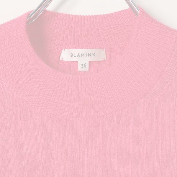 画像2:  {SOLD} BLAMINK ブラミンク カシミヤシルク18Gリブショートスリーブニット{7913-106-0205-PNK-BAS} (2)