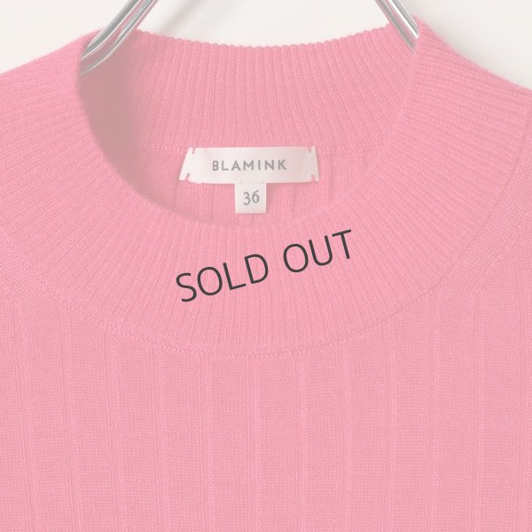 画像2: {SOLD}BLAMINK ブラミンク カシミヤシルク18Gリブショートスリーブニット{7913-106-0205-PNK-BAS} (2)