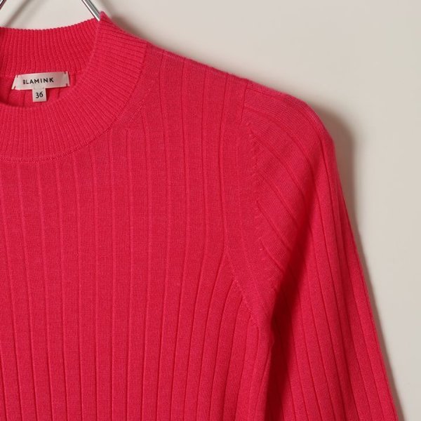 画像3: 【 40%OFF セール88,000円→52,800円】 BLAMINK ブラミンク カシミヤシルク18Gリブショートスリーブニット{7913-106-0205-PNK-BAS} (3)