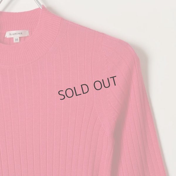 画像3: {SOLD}BLAMINK ブラミンク カシミヤシルク18Gリブショートスリーブニット{7913-106-0205-PNK-BAS} (3)