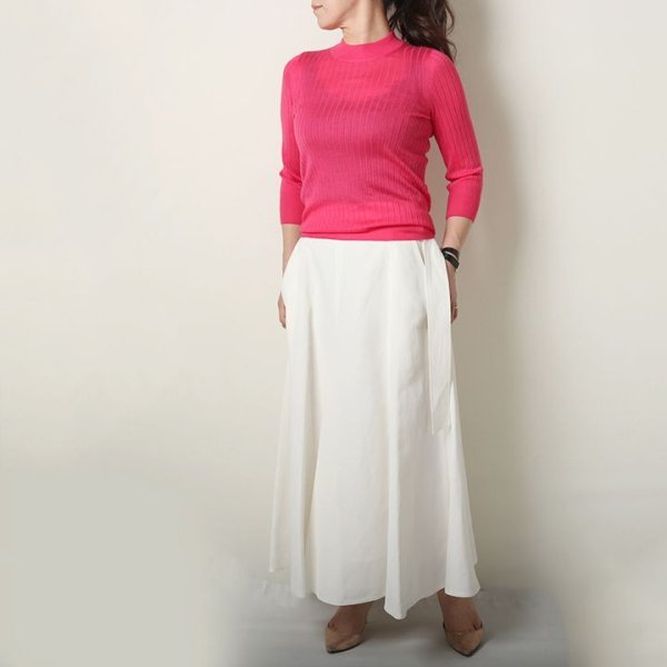 画像8: 【 40%OFF セール88,000円→52,800円】 BLAMINK ブラミンク カシミヤシルク18Gリブショートスリーブニット{7913-106-0205-PNK-BAS} (8)