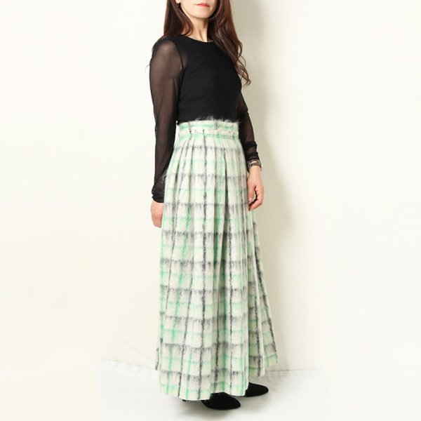 画像8: 【 40%OFF セール165,000円→99,000円】 BLAMINK ブラミンク モヘヤウールシャギーチェック ギャザースカート{7924-230-0168-OFF WHITE-AIA} (8)