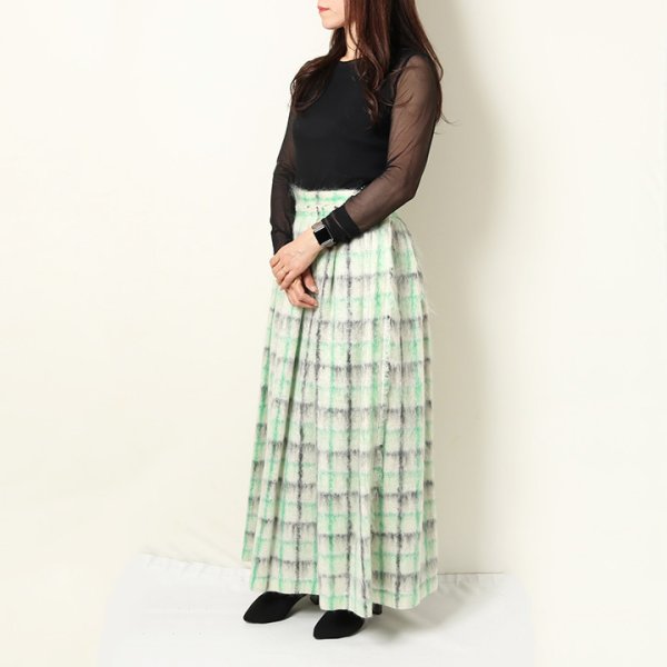 画像11: 【 40%OFF セール165,000円→99,000円】 BLAMINK ブラミンク モヘヤウールシャギーチェック ギャザースカート{7924-230-0168-OFF WHITE-AIA} (11)