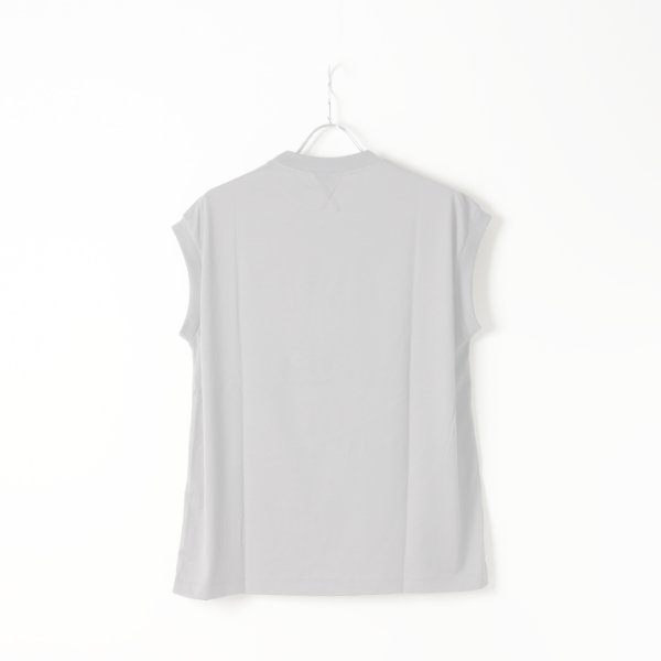 画像2:  {SOLD} 【Regular item】BLAMINK ブラミンク コットンクルーネック刺繍ノースリーブTシャツ{7917-222-0011-GRY-BJS} (2)