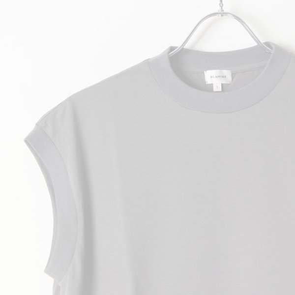 画像3:  {SOLD} 【Regular item】BLAMINK ブラミンク コットンクルーネック刺繍ノースリーブTシャツ{7917-222-0011-GRY-BJS} (3)