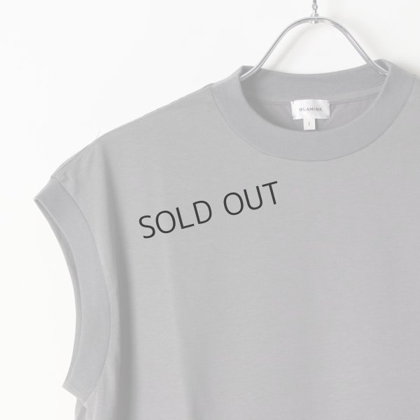 画像3: {SOLD}【Regular item】BLAMINK ブラミンク コットンクルーネック刺繍ノースリーブTシャツ{7917-222-0011-GRY-BJS} (3)