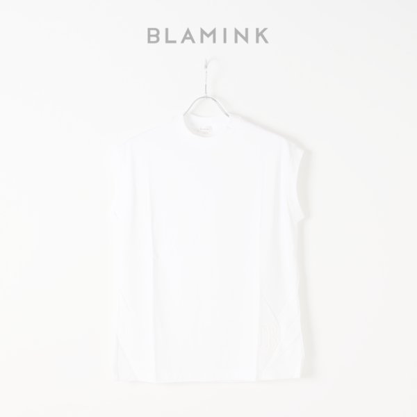 画像1:  {SOLD} 【Regular item】BLAMINK ブラミンク コットンクルーネック刺繍ノースリーブTシャツ{7917-222-0011-WHT-BJS} (1)