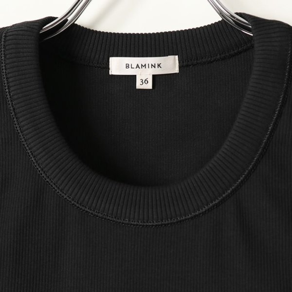 画像2: 【 20%OFF セール19,800円→15,840円】 BLAMINK ブラミンク コットンリブノースリーブカットソー{7917-299-0020-BLK-BAS} (2)
