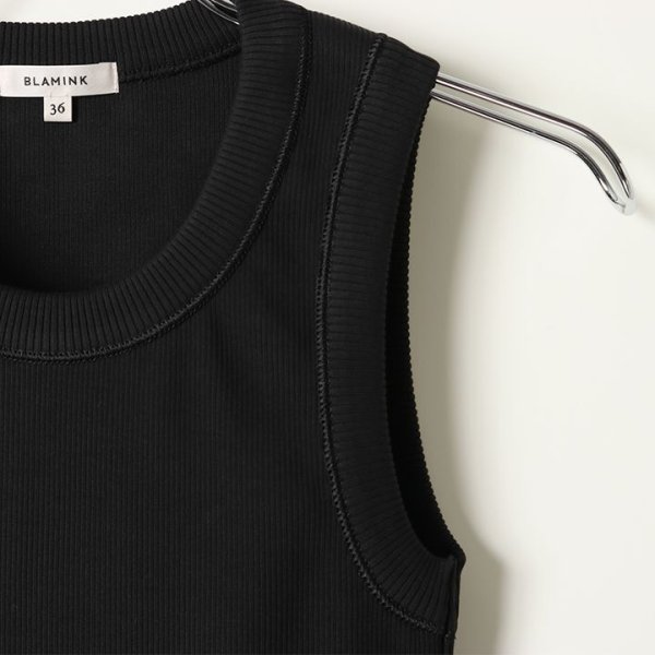 画像3: 【 20%OFF セール19,800円→15,840円】 BLAMINK ブラミンク コットンリブノースリーブカットソー{7917-299-0020-BLK-BAS} (3)