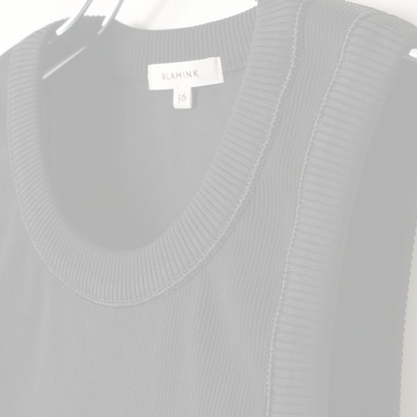 画像4:  {SOLD} BLAMINK ブラミンク コットンリブノースリーブカットソー{7917-299-0020-BLK-BAS} (4)