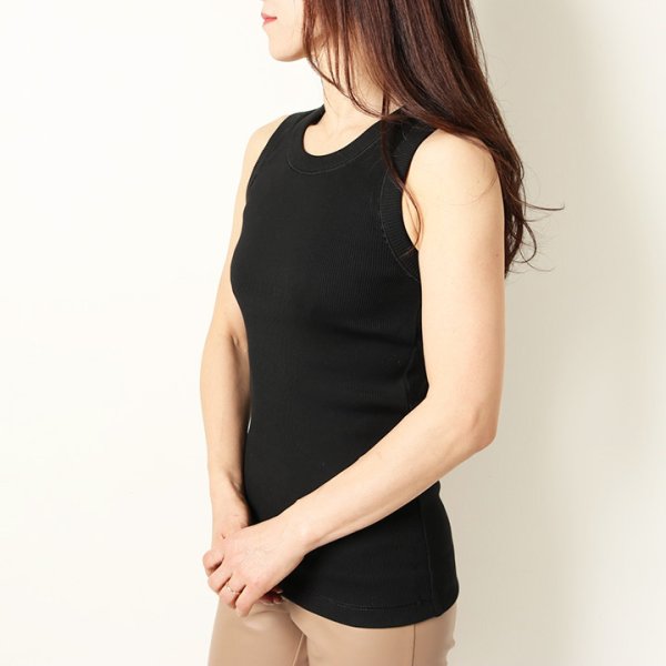 画像6: 【 20%OFF セール19,800円→15,840円】 BLAMINK ブラミンク コットンリブノースリーブカットソー{7917-299-0020-BLK-BAS} (6)
