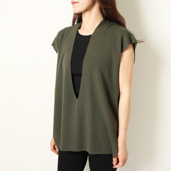 画像11: 【 40%OFF セール99,000円→59,400円】 BLAMINK ブラミンク カシミヤハイツイストVネックベスト{7918-230-0060-OLV-BAA} (11)